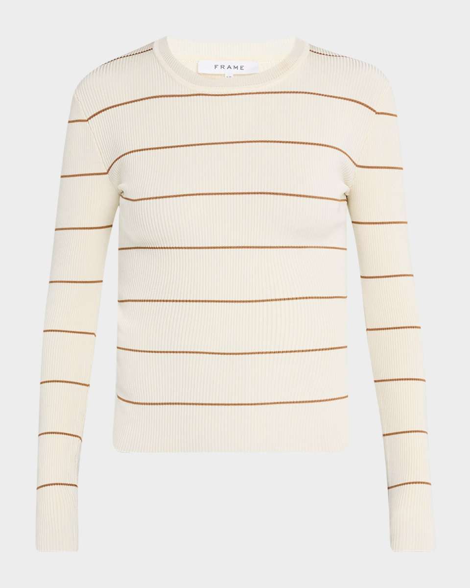 Stripe Rib-Knit Crewneck Top